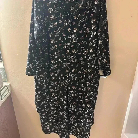 Button Up Floral Black Dress High Low 2XL - Picture 3 of 9